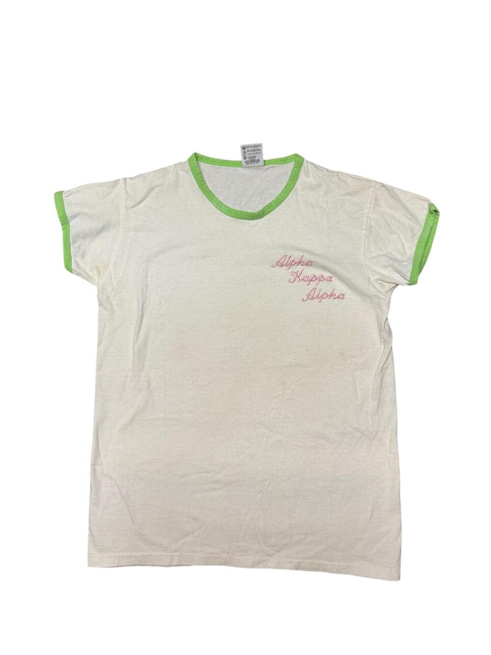 Vintage Anvil Shirt Womens Small White Ringer Alpha Kappa Alpha Greek Sorority